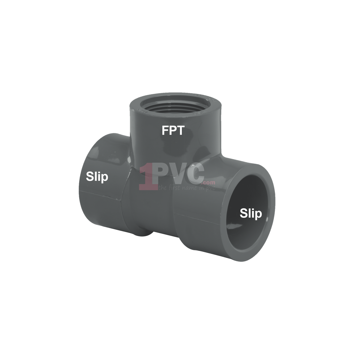 PVC 80 Reducing Tee (Slip x Slip x FPT)